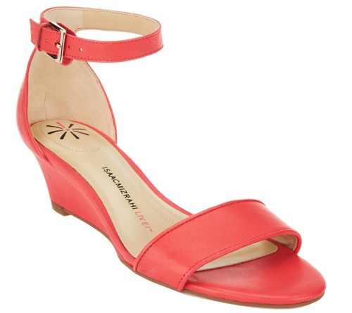 Isaac Mizrahi Live! Ankle Strap Low Wedge
