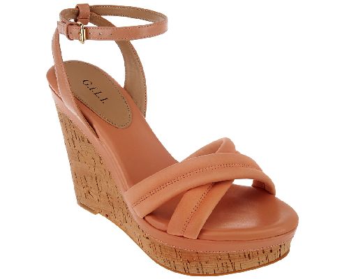 G.I.L.I. Leather Ankle Strap Wedges