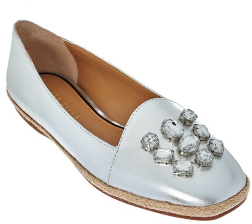 Judith Ripka Leather Espadrilles with Jewel