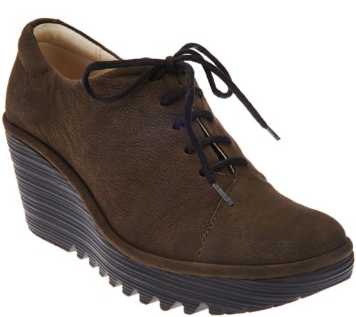 FLY London Leather Lace-up Wedge Shoes - Yumi