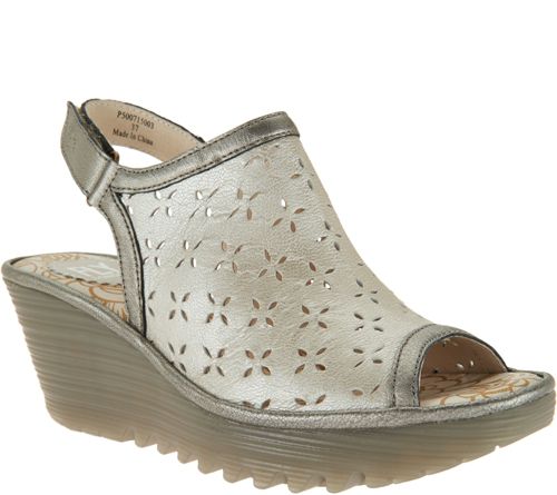 FLY London Leather Perforated Wedges - Ybel