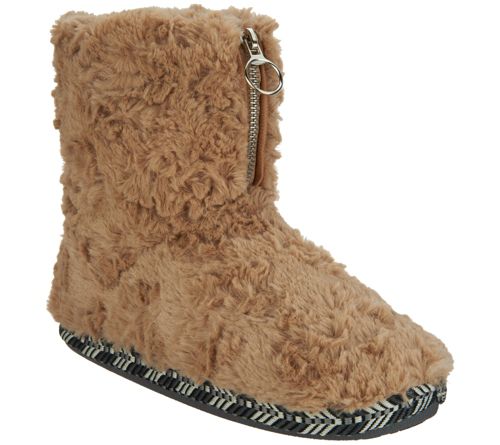 Cuddl Duds Faux Fur Zip-Up Boot Slippers