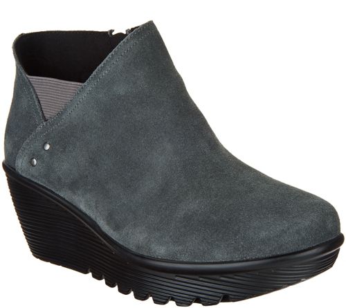 Skechers Suede Wedge Boots - Parallel