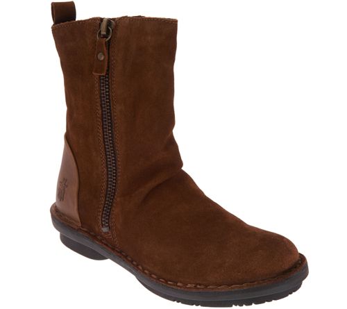 FLY London Leather Suede Mid Boots - Fade