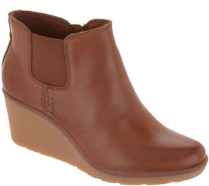 Clarks Leather Slip-On Wedge Boots - Hazen